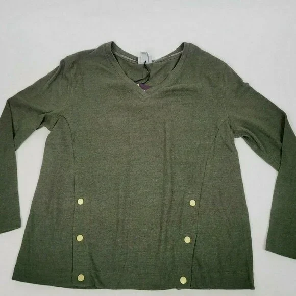 AVA & VIV Green Pullover Sweater Size 4X Long Sleeve V Neck ✨50% OFF BUNDLES 3+ - Picture 6 of 8